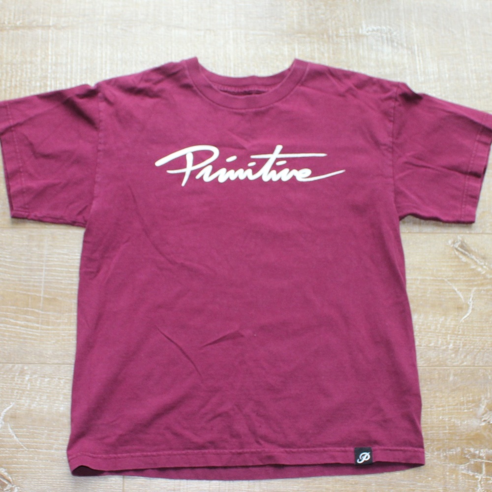 Primitive Skateboarding Men's Burgundy Short Sleeve T Shirt, size XL